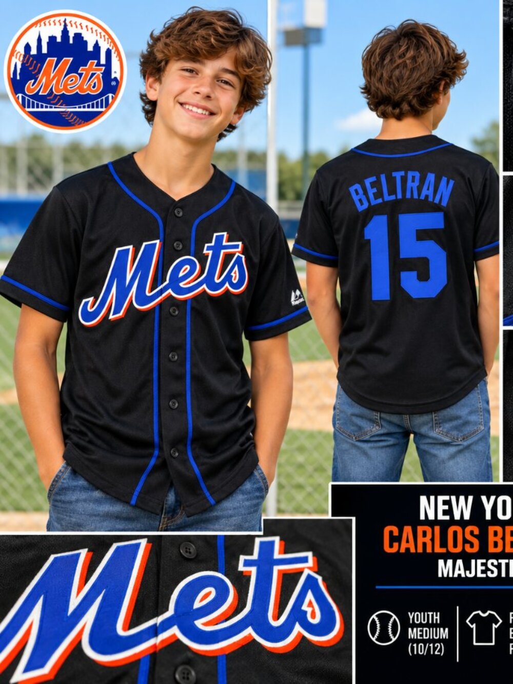 Majestic New York Mets Carlos Beltran #15 MLB Jersey
